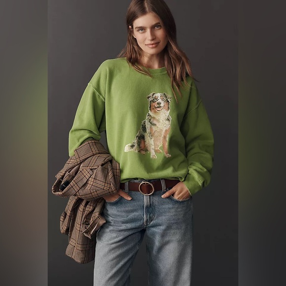 Anthropologie Tops - Anthropologie Australian Shepherd Pullover Sweatshirt